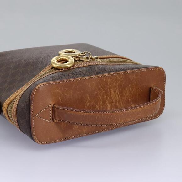 CELINE Macadam Canvas Vanity Hand Bag Pvc Leather Brown - Picture 6 of 13